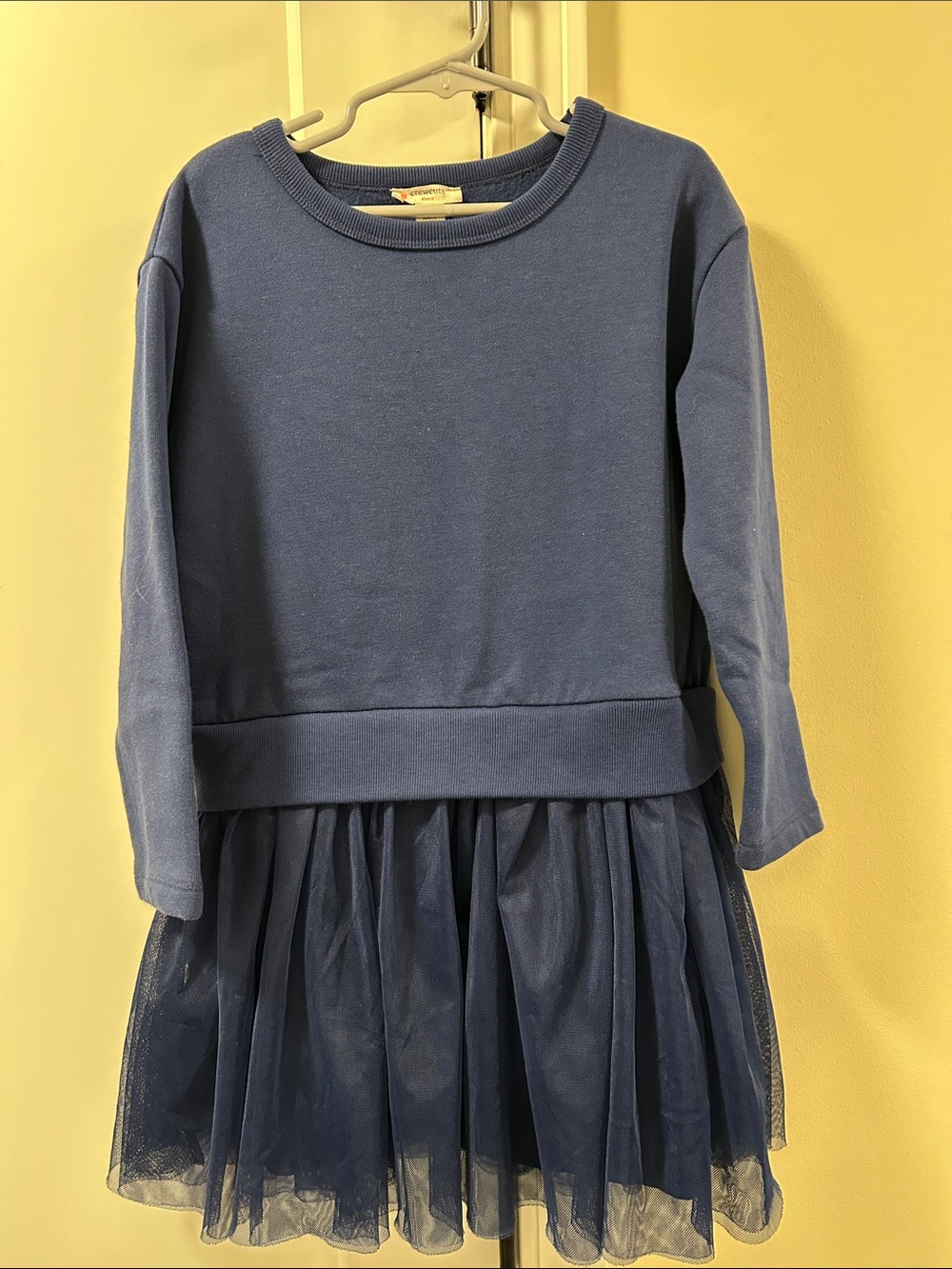 Crewcuts 6 Navy Blue Sweatshirt Dress with Tulle Hem